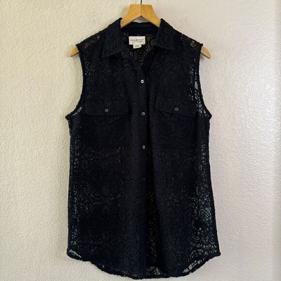Denim & Supply Ralph Lauren Tops - Denim & Supply Ralph Lauren Black Lace Button Down Shirt size Large
